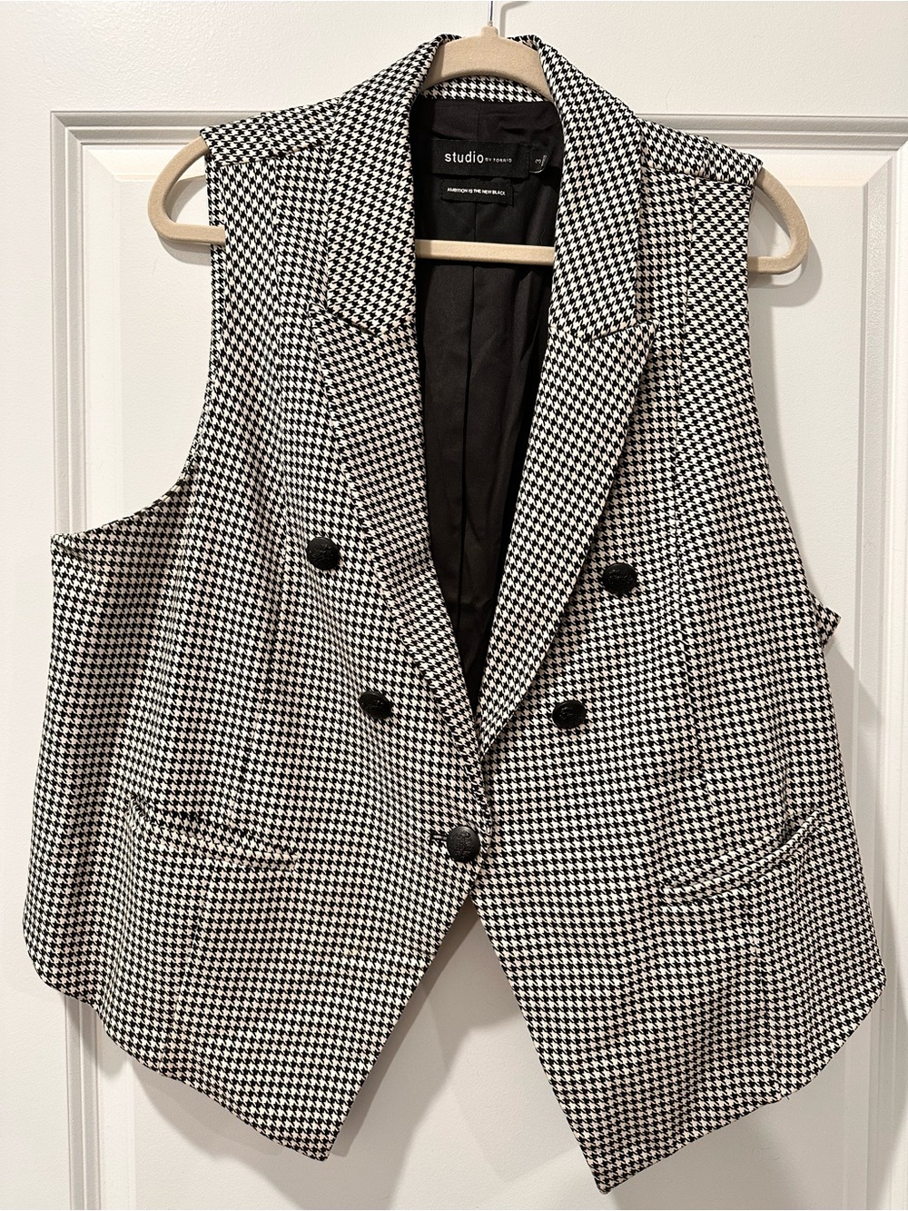 torrid Black and White Houndstooth Double-Breasted Vest size 3